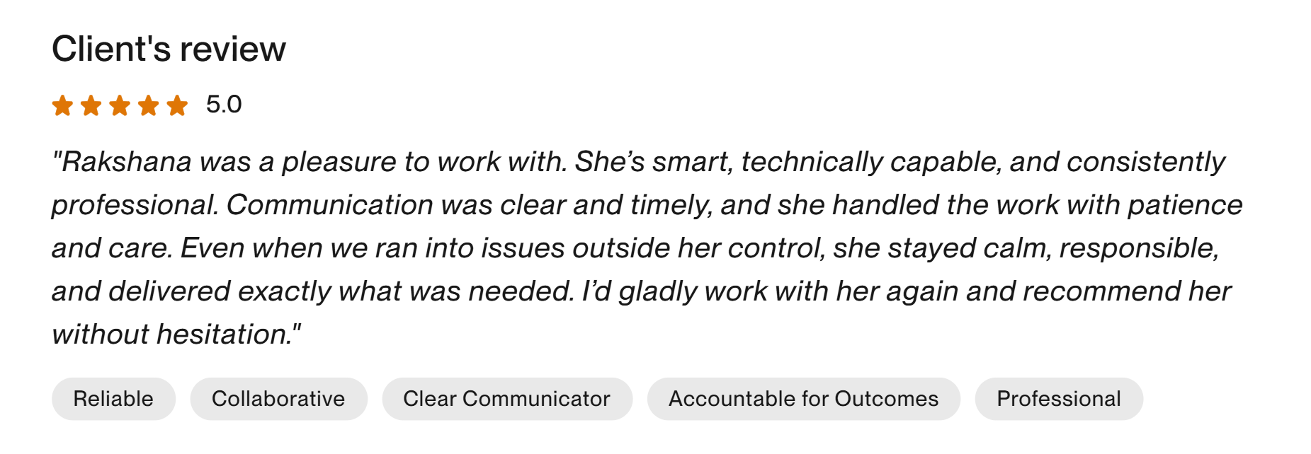 Upwork client feedback